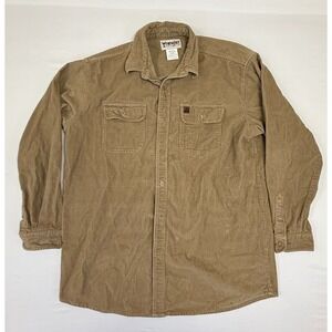 Wrangler Rugged Wear Corduroy Button Up Shirt Men's 2X Tall Tan Long Sleeve Work